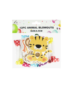 Animal Party Blowouts With Face Card 6.5cm 12pk