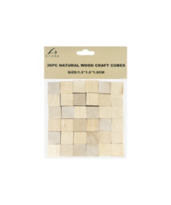 Natural Wood Craft Cube 1.5cm 36pk