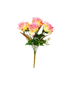 2 Tone Hot Pink/Cream Rose Bunch 41cm