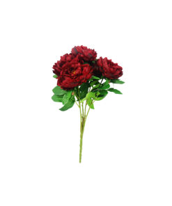 Dark Red Big Peony 5 Head 48cm