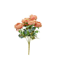 Light Salmon Peony Rose Bush 9 Head 40cm