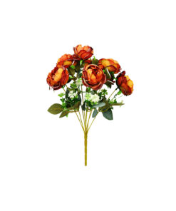 Bronze Peony Rose Bush 9 Head 40cm