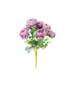 Light Purple Peony Rose Bush 9 Head 40cm