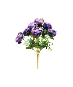 Dark Purple Peony Rose Bush 9 Head 40cm