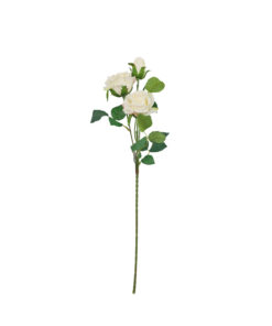 Cream Rose Flower With 2 Heads and 1 Bud 59cm