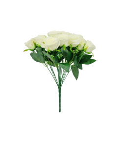 White Rose Bush 18 Head 47cm