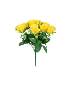 Yellow Rose Bush 18 Head 47cm