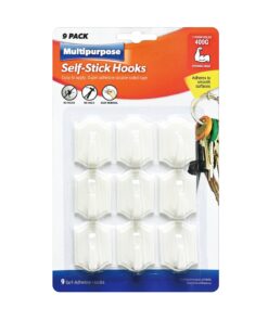 White Self-Stick Hooks 4cm 9 Pack