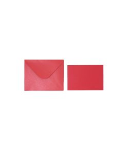 Red Small Pearlised Cards & Envelopes Set 12pc