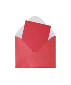 Red Small Pearlised Cards & Envelopes Set 12pc