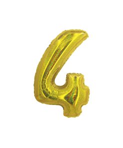 Holographic Gold Number 4 Balloon