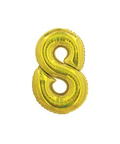 Holographic Gold Number 8 Balloon