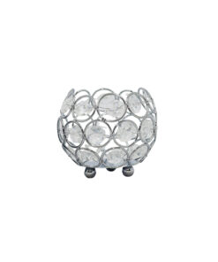 Silver Crystal Glass Ball Candle Cup 8 x 6.5cm