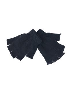 Black Winter Knitted Half Finger Gloves Adults 16x12.5cm
