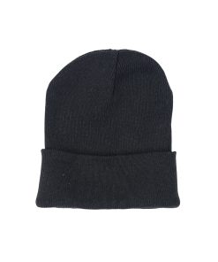 Black Winter Beanie Hat Adults 18x21cm