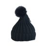 Black Winter Beanie Hat With Pom Adults