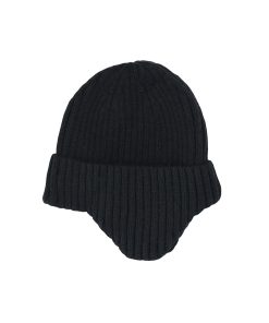 Black Winter Knitted Ear Protection Beanie Hat Kids