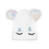 Unicore White Winter 2 Pom Ears Beanie Hat Kids 19x21.5cm