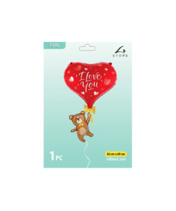 bear with heart foil balloon