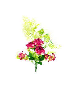 Alternative view of Maroon Rose And White Dahlia Bush 6 Heads 49cm