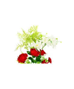 Alternative view of Red Rose And White Dahlia Bush 6 Heads 49cm