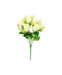 White Rose Bush 9 Heads 38cm