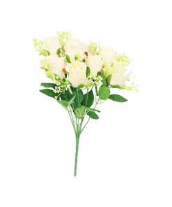 Cream Rose Bush 9 Heads 38cm