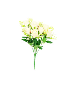 Cream Rose Bush 9 Heads 38cm