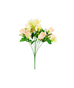 Peach Rose Bush 9 Heads 38cm
