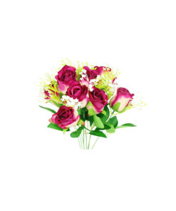 Alternative view of Maroon Rose Bush 9 Heads 38cm