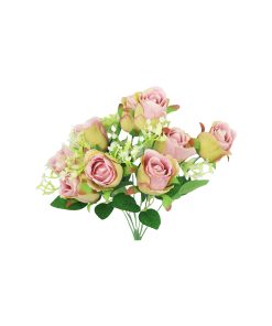 Light Pink Rose Bush 9 Heads 38cm