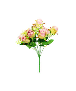 Light Pink Rose Bush 9 Heads 38cm