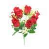 Red Rose Bush 9 Heads 38cm