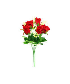 Red Rose Bush 9 Heads 38cm