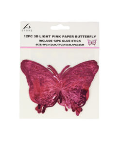 LightPink 3D Paper Bufferfly with Glue Stick 12pc