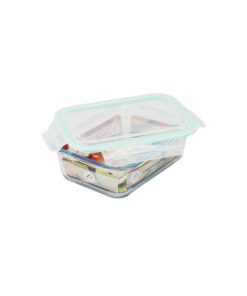 Glass Storage Container With Plastic Snap Lid 890ml 20.6x15.6x7.5cm