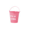 Pink "It's a Girl" Metal Bucket With Handle 10.5 x 11cm