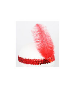 Red Flapper Headband with Feather