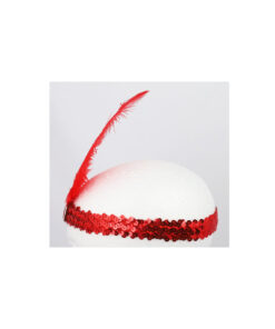Red Flapper Headband with Feather