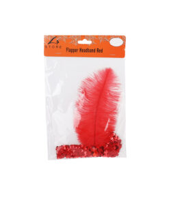 Red Flapper Headband with Feather