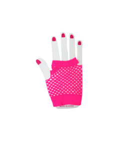 Neon Pink Fishnet Short Gloves
