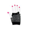 Black Fishnet Short Gloves With Crystals