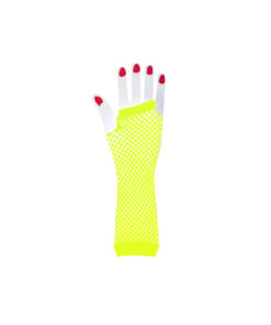 Neon Yellow Fishnet Long Gloves