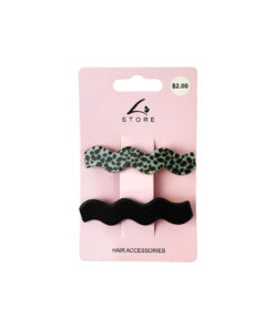 Black Wave Design Hair Clip Set 2pk