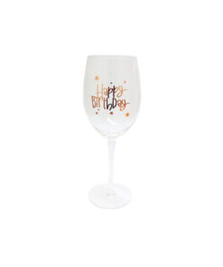 Happy Birthday Clear Stem Wine Glass