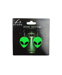 Neon Green Alien Earrings 5.5 x 3cm