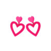 Neon Pink Heart Earrings 4.5 x 3.5cm