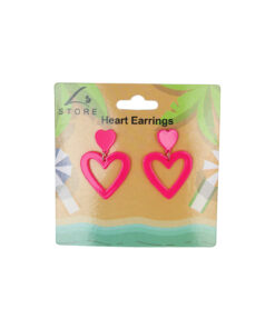 Neon Pink Heart Earrings 4.5 x 3.5cm