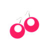 Neon Pink Circle Earrings 7 x 5cm