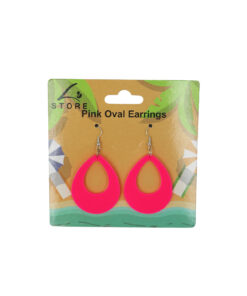 Neon Pink Oval Earrings 6.5 x 3.8cm